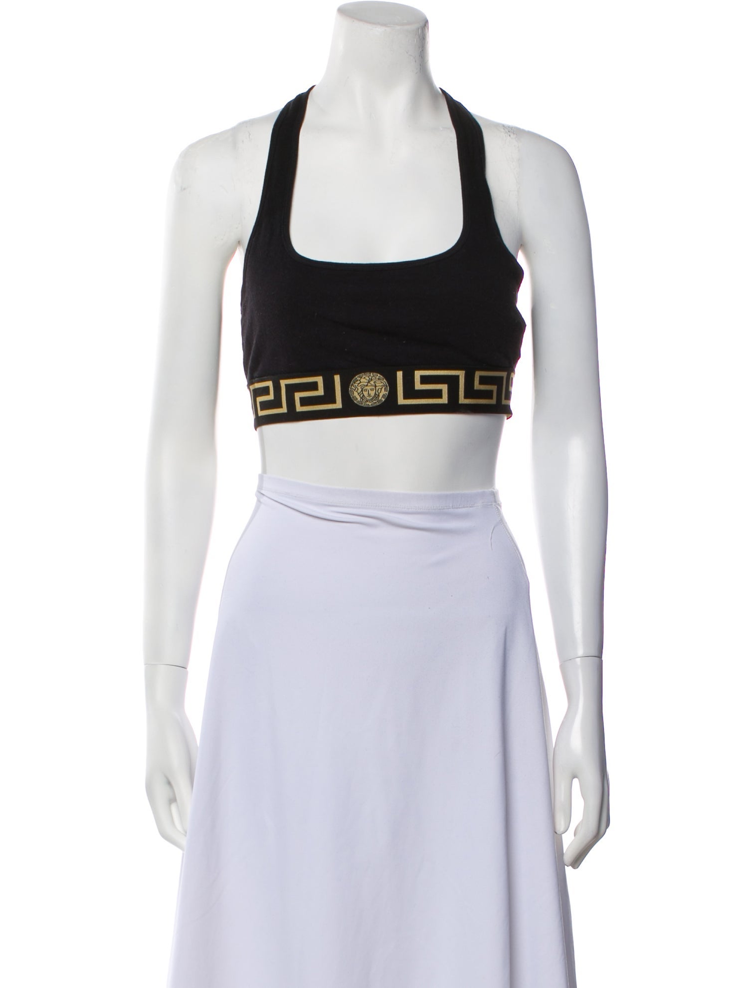 Versace Graphic Print Halterneck Crop Top