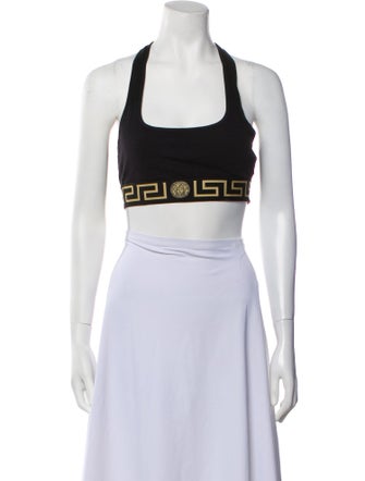 Versace Graphic Print Halterneck Crop Top