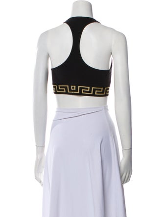 Versace Graphic Print Halterneck Crop Top