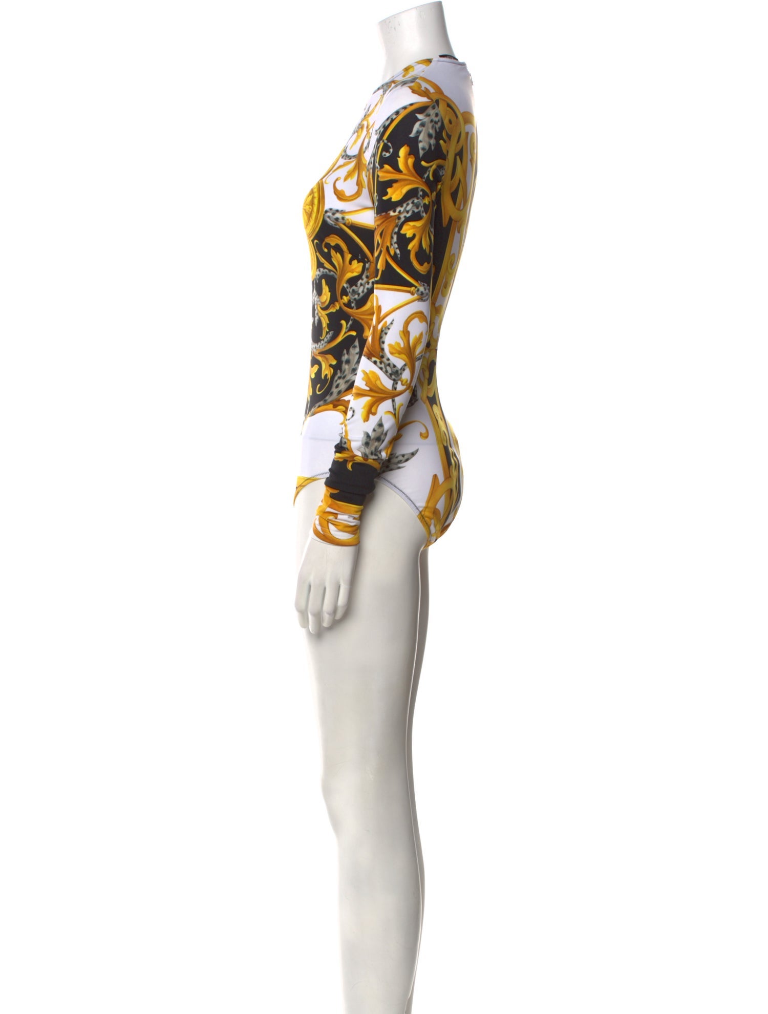 Versace Nylon Floral Print Bodysuit