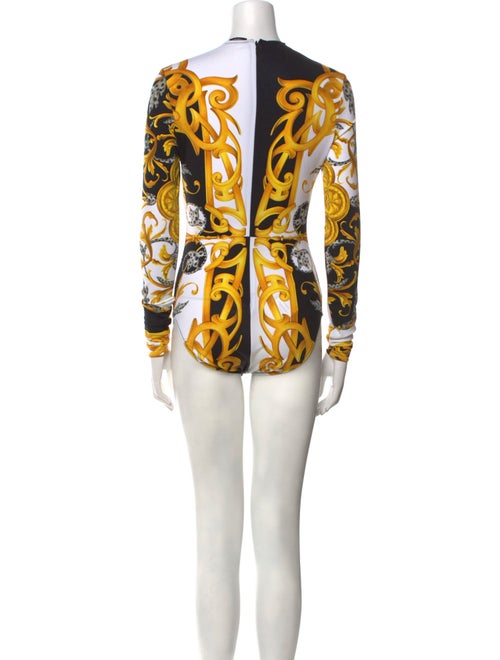 Versace Nylon Floral Print Bodysuit