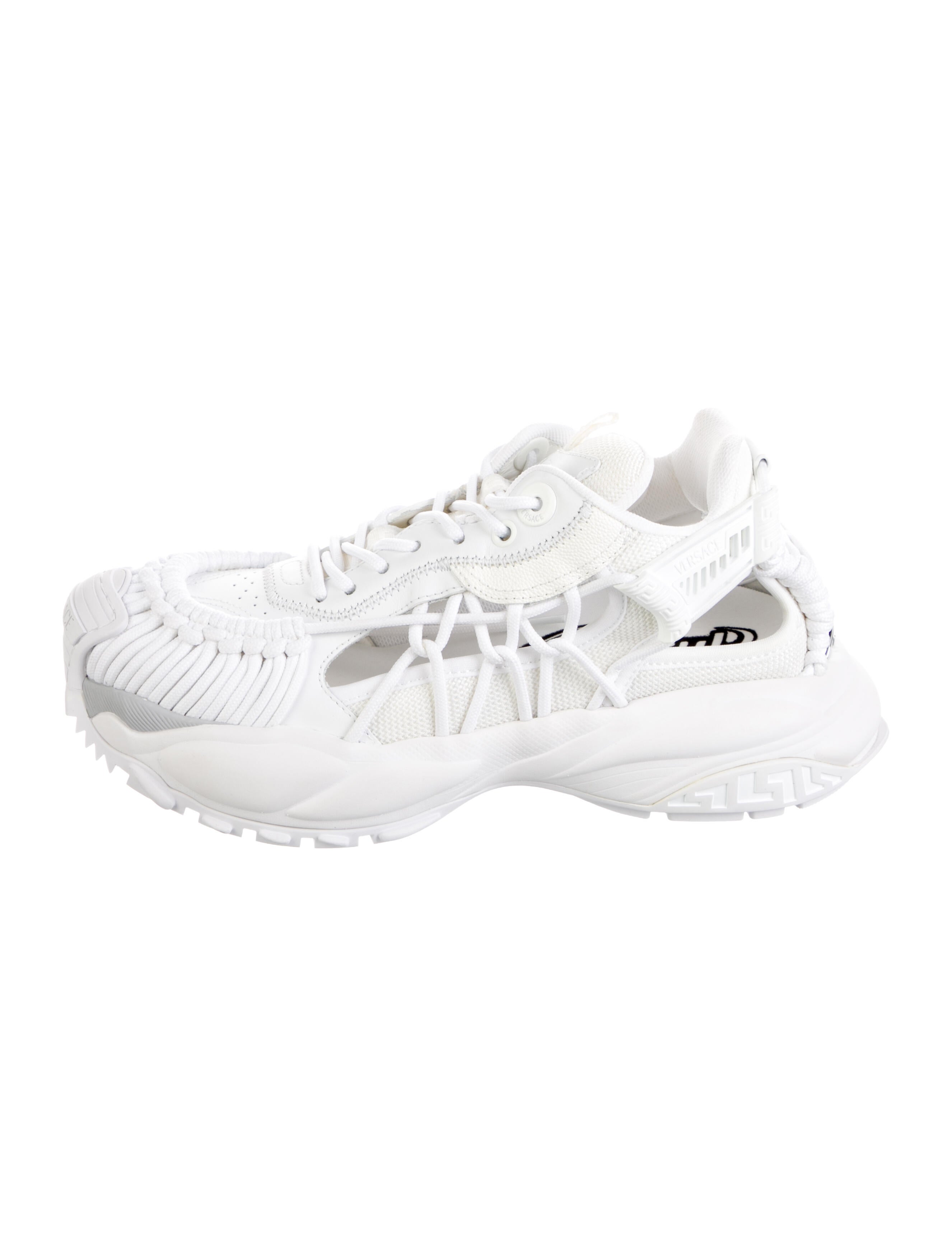 Versace Leather Whipstitch Trim Chunky Sneakers
