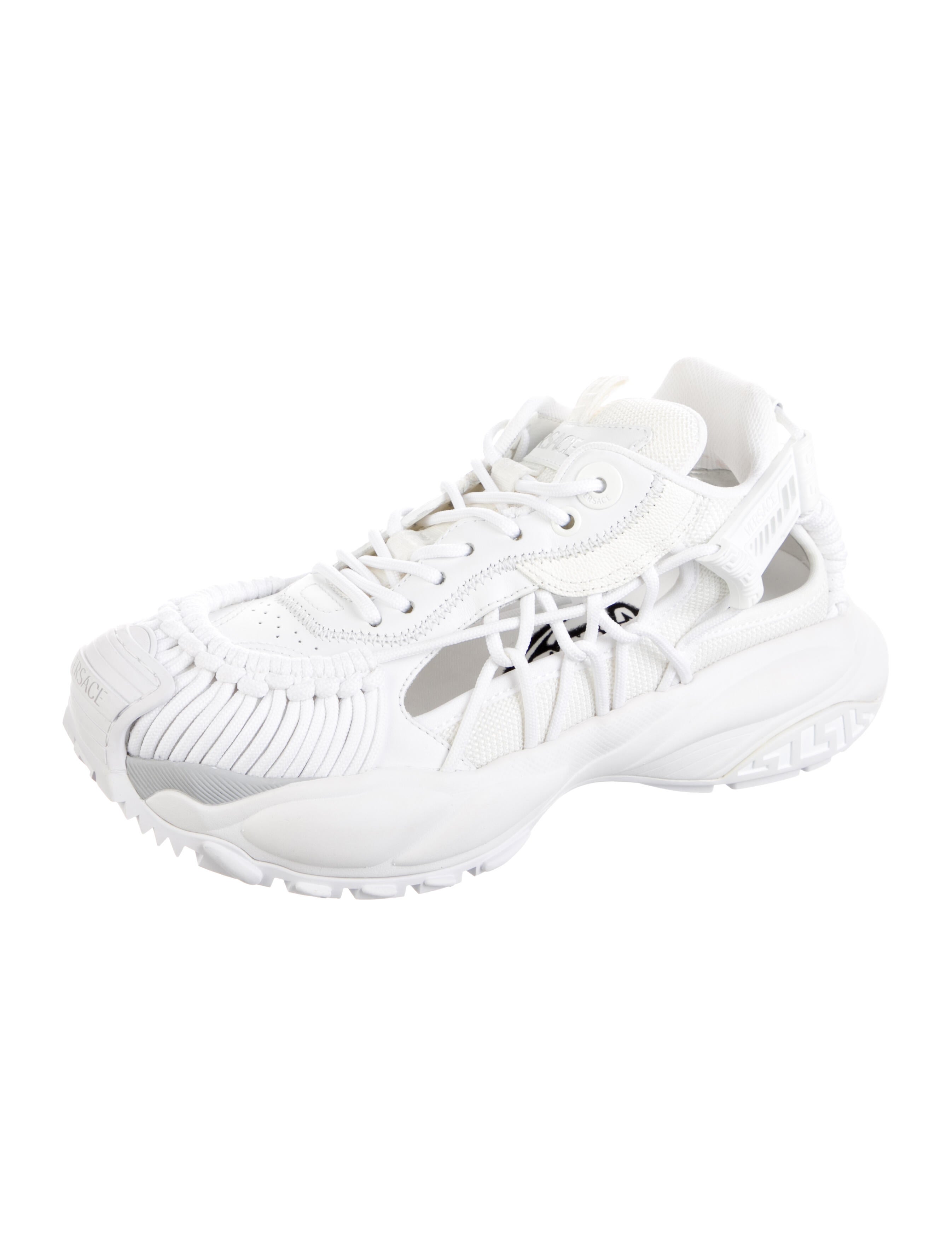 Versace Leather Whipstitch Trim Chunky Sneakers