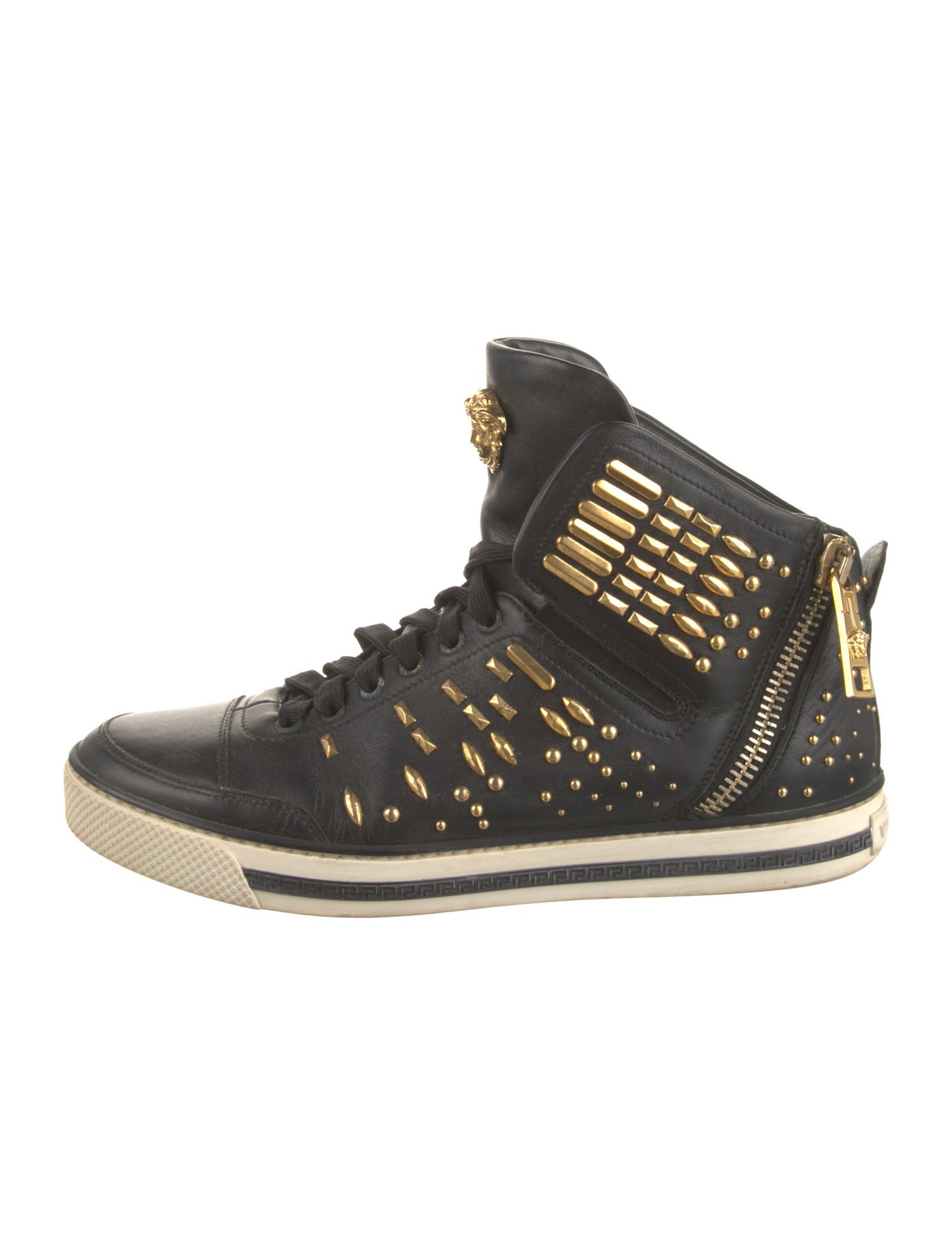 Versace Leather Studded Accents Wedge Sneakers