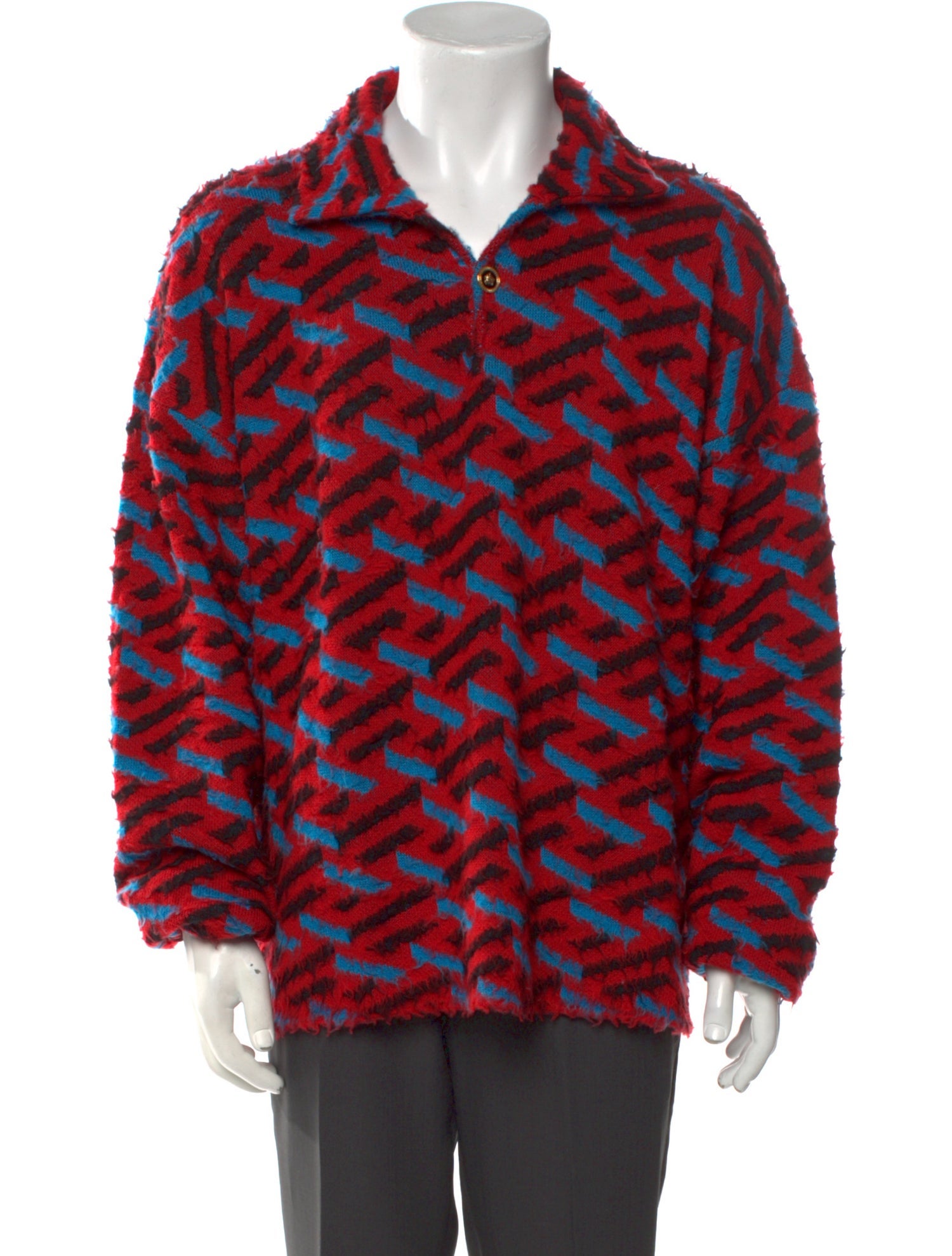 Versace Medusa Insignia Wool Polo Sweater