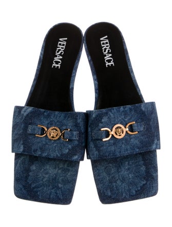 Versace Denim Printed Slides