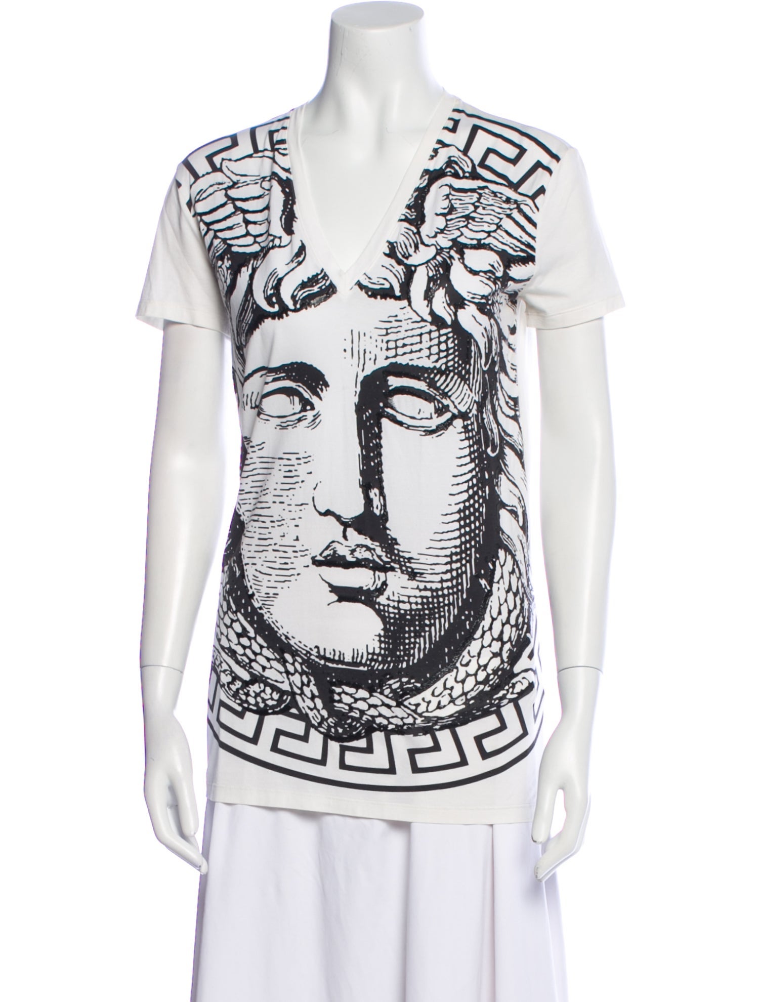Versace Graphic Print V-Neck T-Shirt