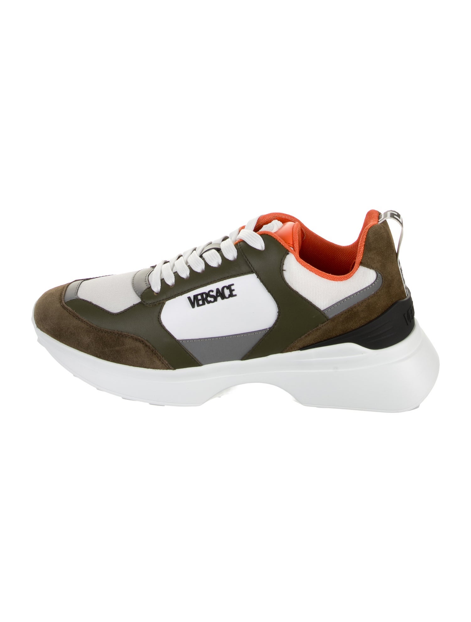 Versace Suede Colorblock Pattern Chunky Sneakers