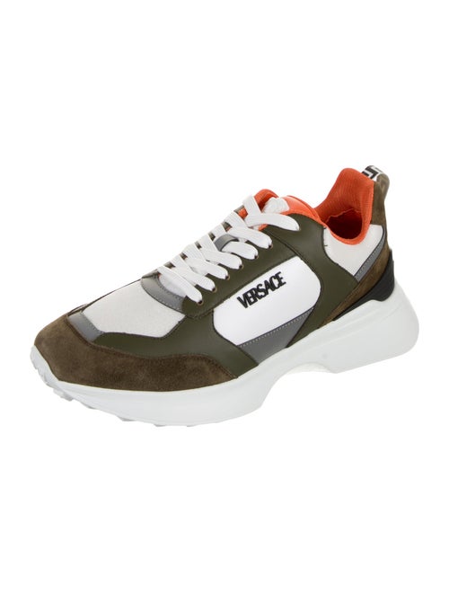 Versace Suede Colorblock Pattern Chunky Sneakers