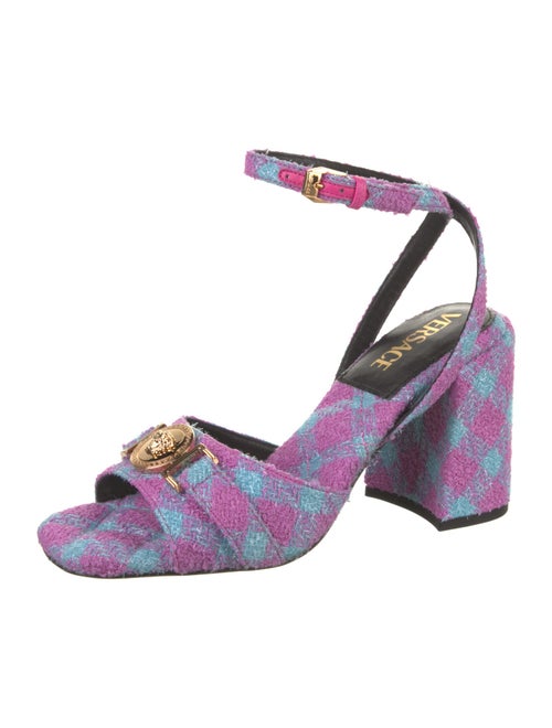 Versace Tweed Plaid Print Sandals