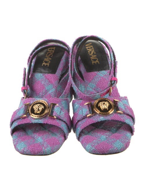 Versace Tweed Plaid Print Sandals