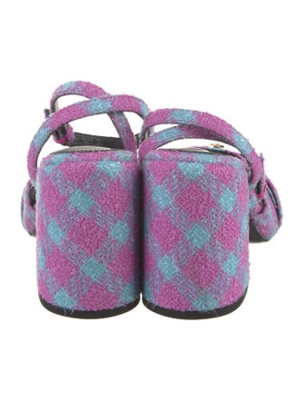 Versace Tweed Plaid Print Sandals