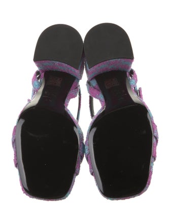 Versace Tweed Plaid Print Sandals