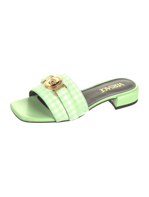 Versace Leather Plaid Print Slides