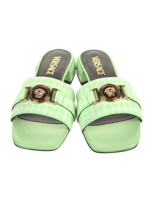 Versace Leather Plaid Print Slides