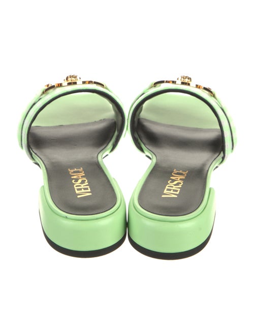 Versace Leather Plaid Print Slides