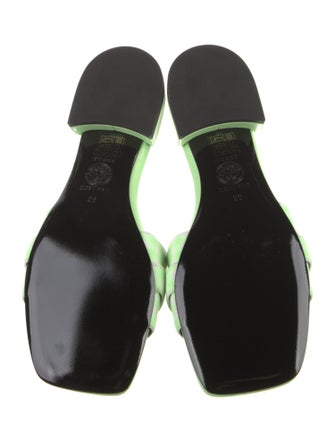 Versace Leather Plaid Print Slides