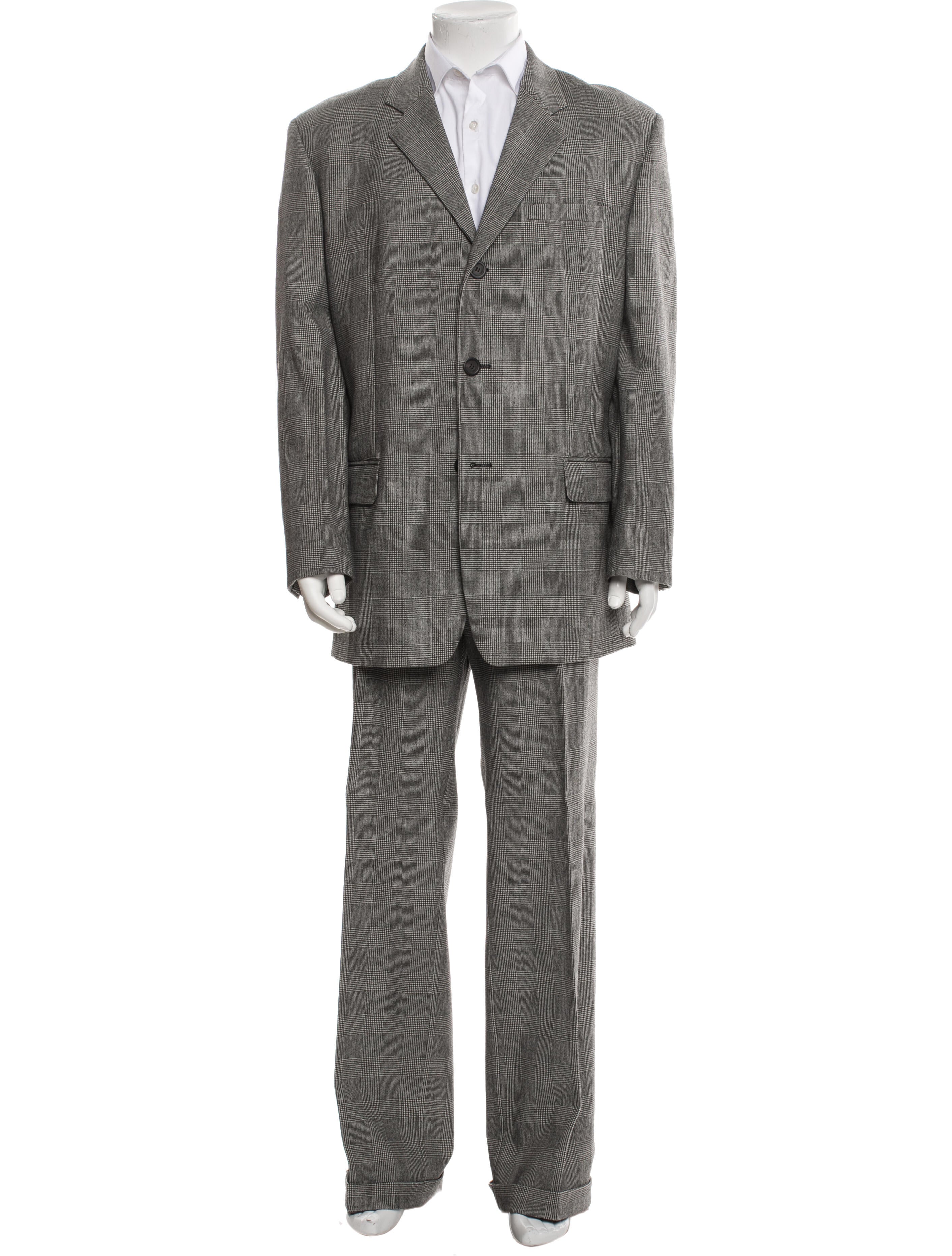 Versace Wool Houndstooth Print Two-Piece Suit