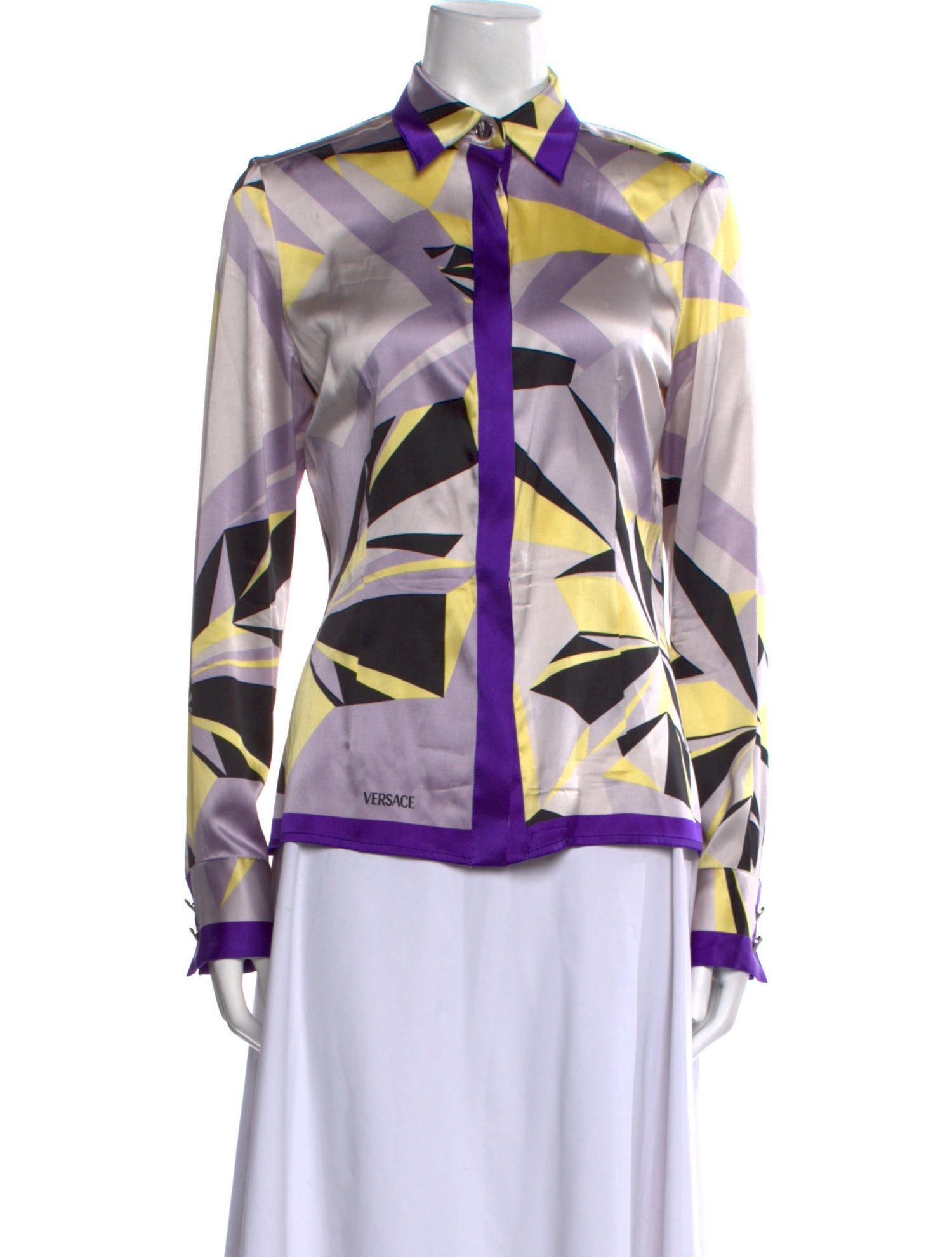 Versace Silk Printed Button-Up Top