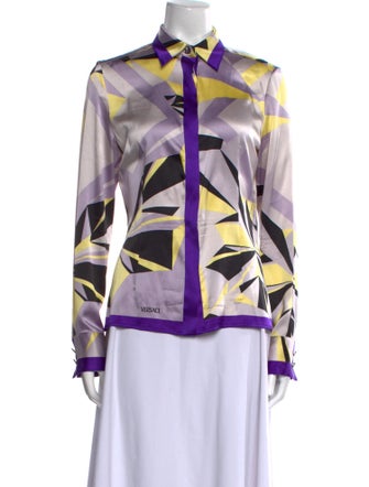 Versace Silk Printed Button-Up Top