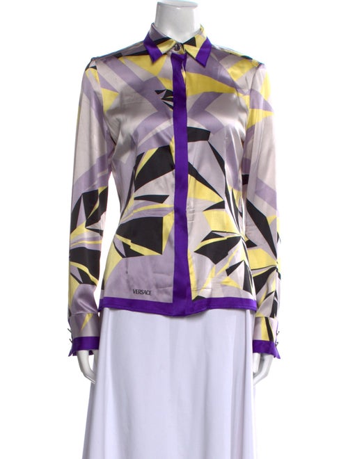 Versace Silk Printed Button-Up Top