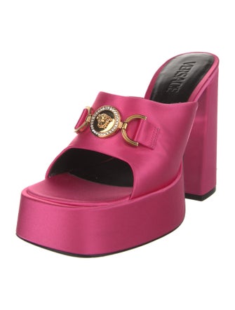 Versace Satin Crystal Embellishments Mules
