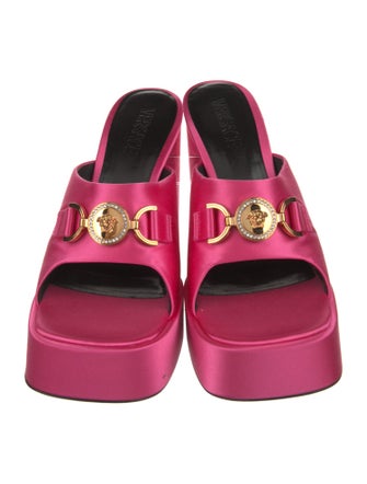 Versace Satin Crystal Embellishments Mules