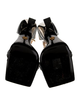 Versace Patent Leather Chain-Link Accents Sandals