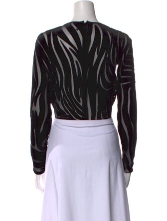 Versace Animal Print Crew Neck Crop Top