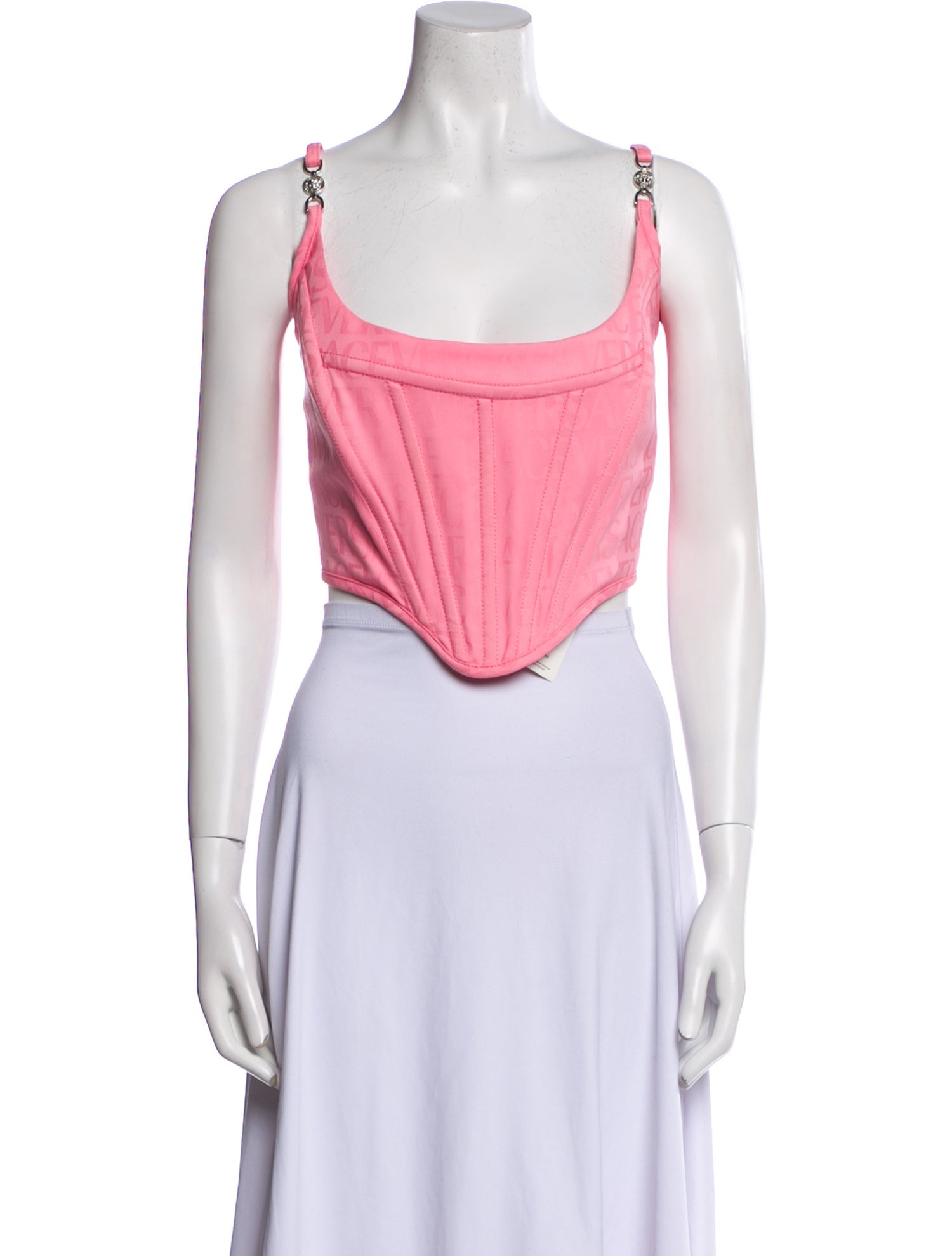 Versace Virgin Wool Square Neckline Crop Top