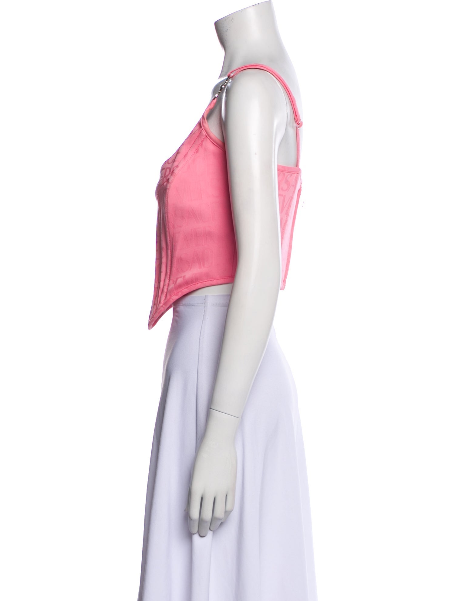 Versace Virgin Wool Square Neckline Crop Top