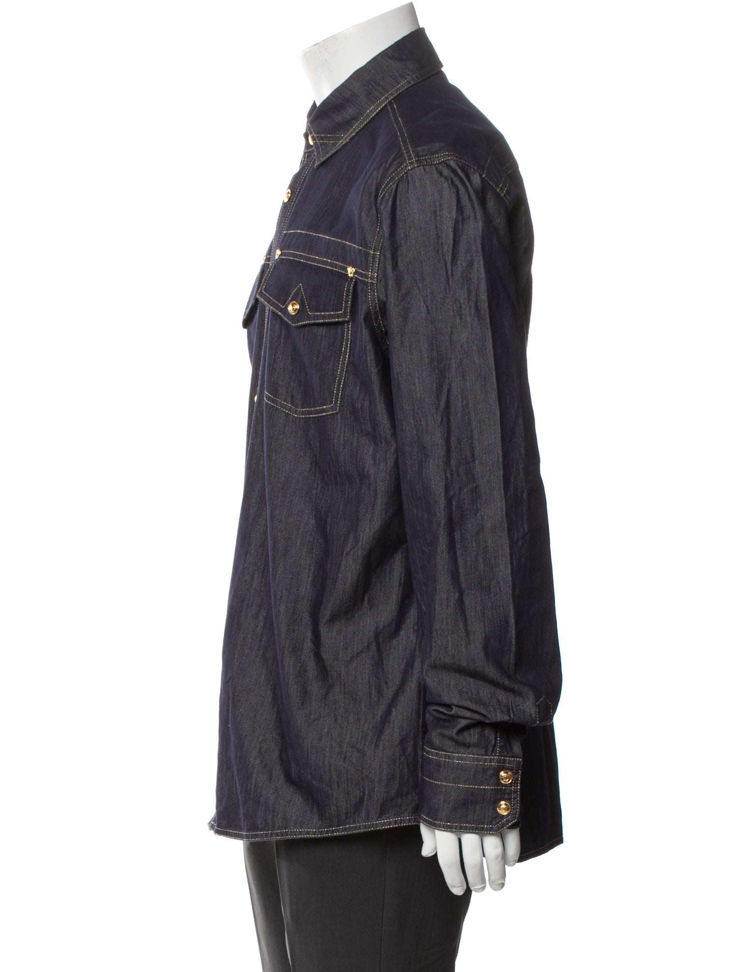 Versace Medusa Insignia Long Sleeve Denim Shirt