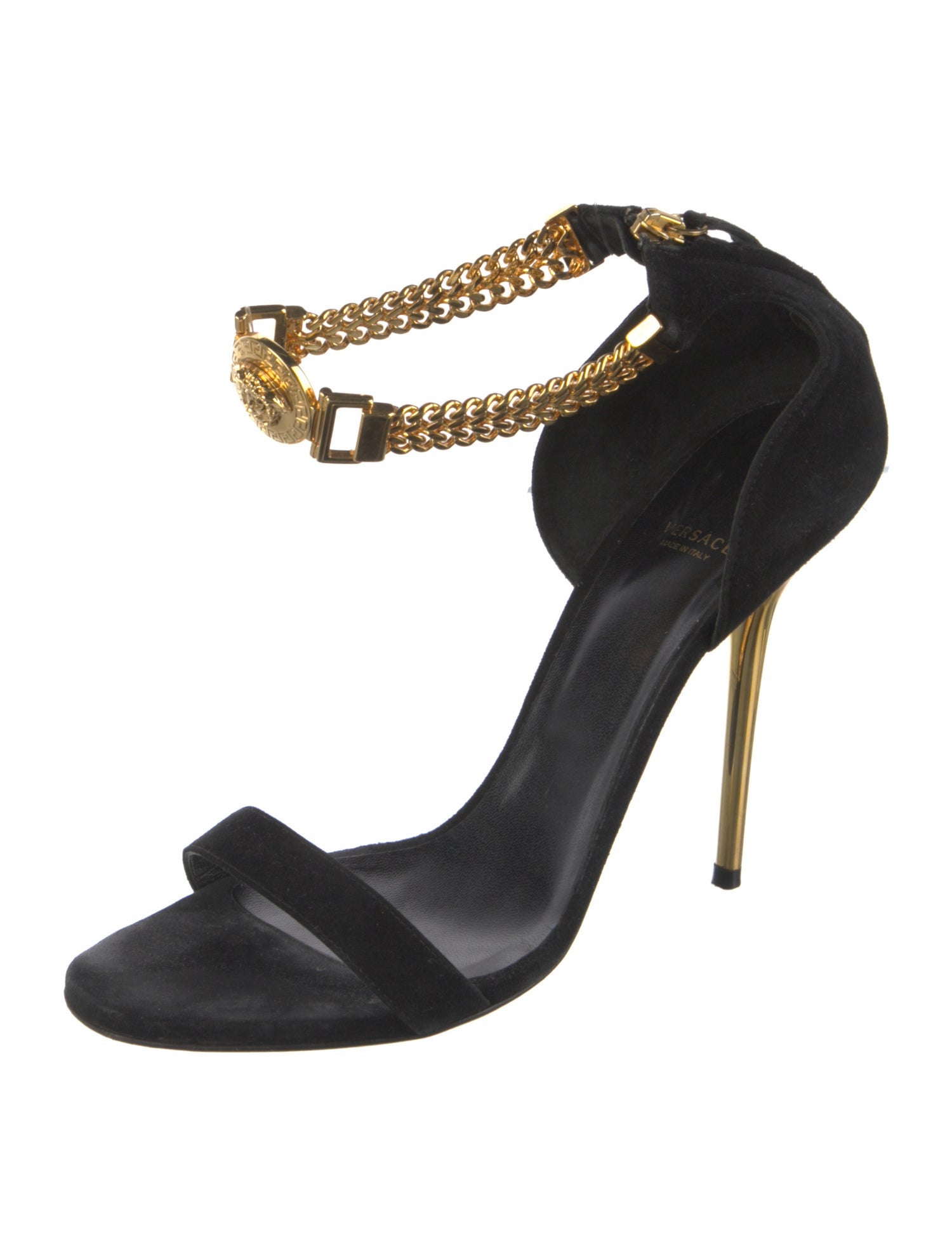 Versace Medusa Insignia Suede Sandals