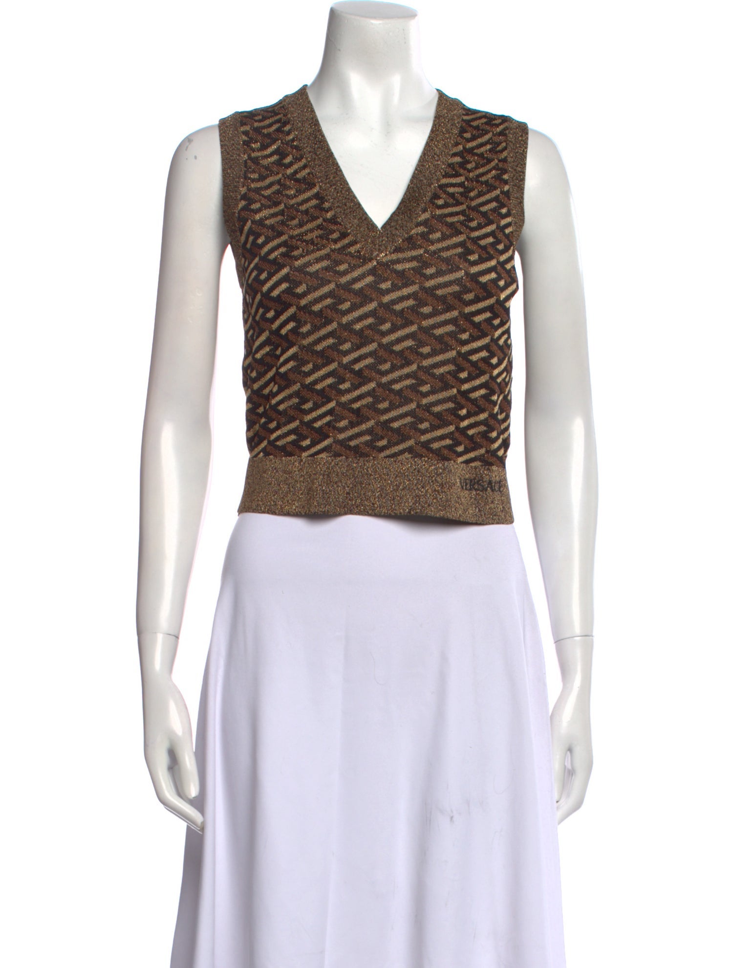 Versace Printed V-Neck Crop Top w/ Tags