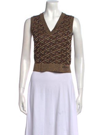 Versace Printed V-Neck Crop Top