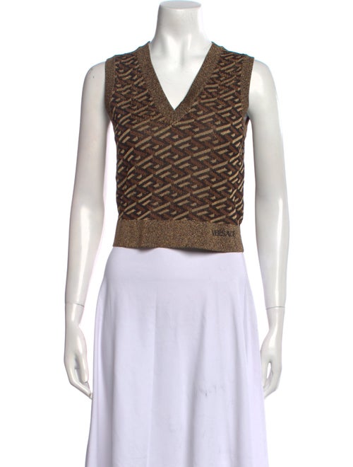 Versace Printed V-Neck Crop Top