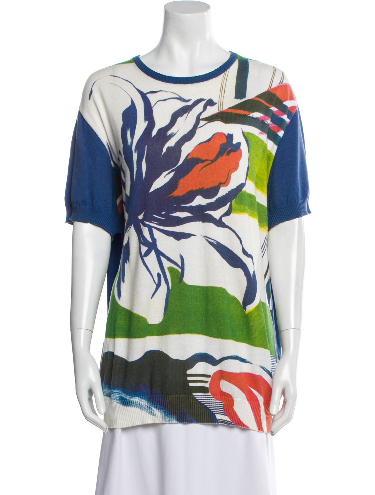 Versace Jeans Couture Printed Scoop Neck Sweater