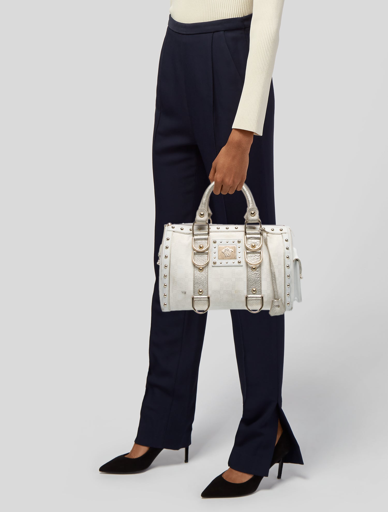 Versace Leather Top Handle Bag