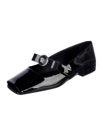 Versace Medusa Insignia Patent Leather Mary Jane Flats