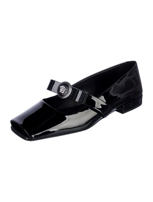 Versace Medusa Insignia Patent Leather Mary Jane Flats