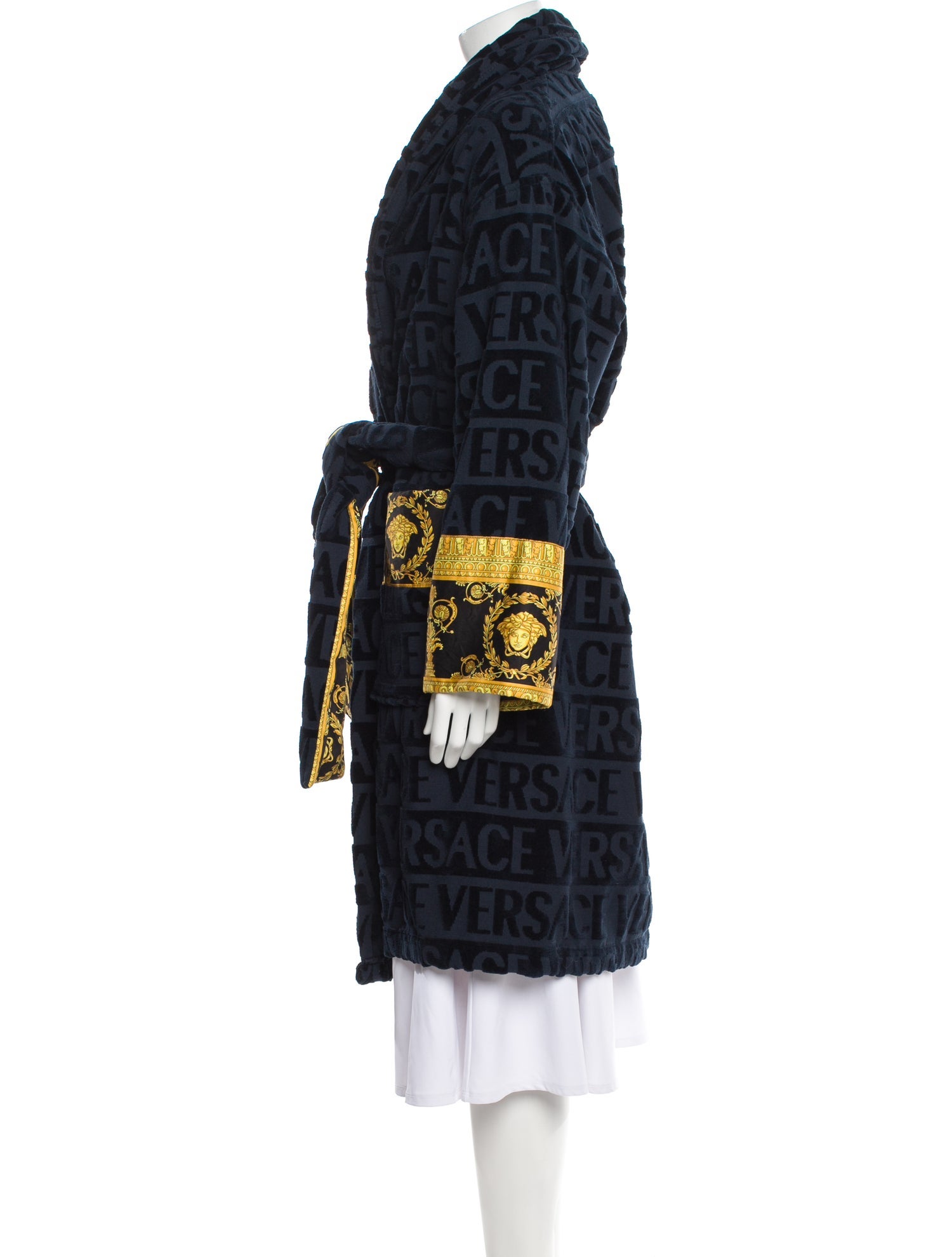 Versace Printed Embroidered Accent Robe
