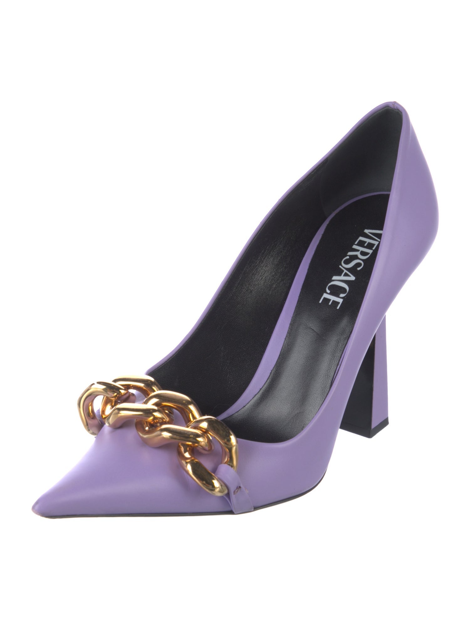 Versace Leather Chain-Link Accents Pumps