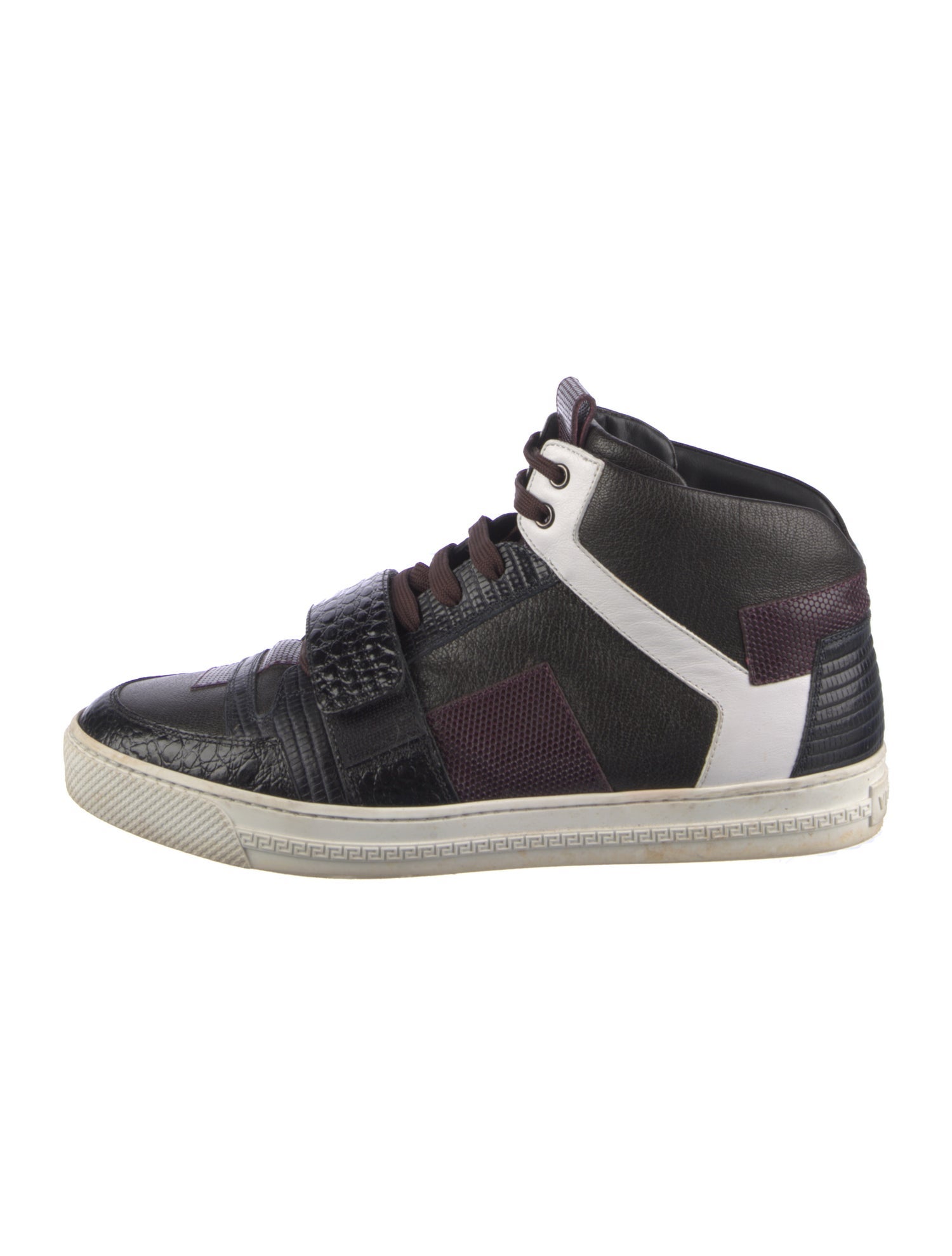 Versace Leather Colorblock Pattern Sneakers