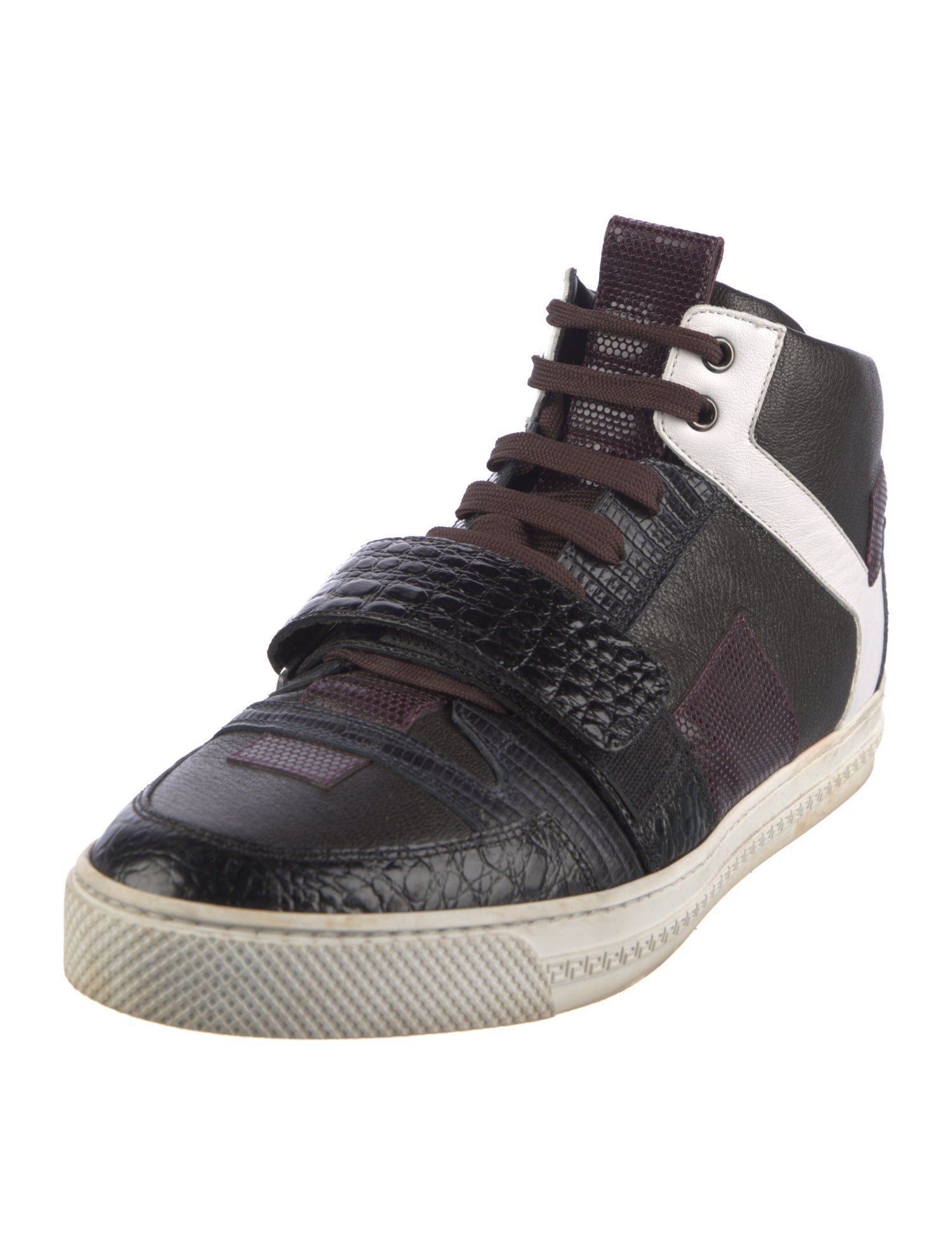 Versace Leather Colorblock Pattern Sneakers