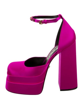 Versace Satin Crystal Embellishments D'Orsay Pumps