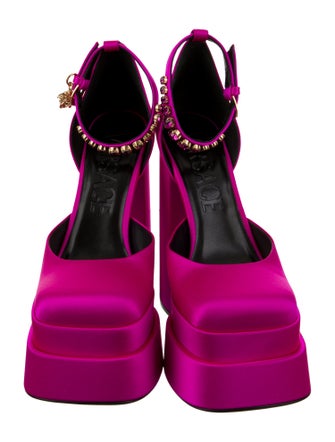 Versace Satin Crystal Embellishments D'Orsay Pumps