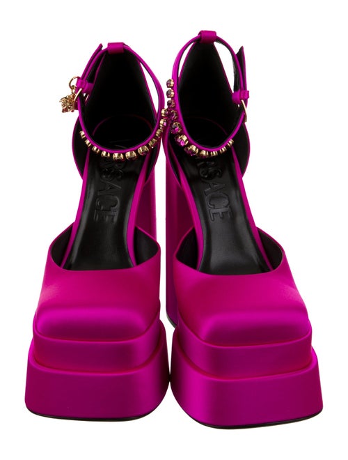 Versace Satin Crystal Embellishments D'Orsay Pumps