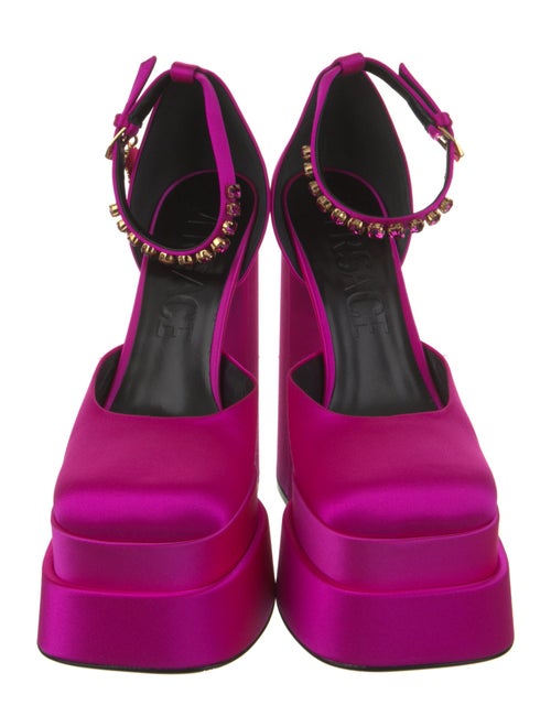 Versace Satin Crystal Embellishments D'Orsay Pumps