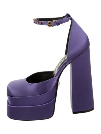 Versace Satin Crystal Embellishments D'Orsay Pumps