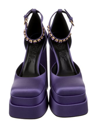 Versace Satin Crystal Embellishments D'Orsay Pumps